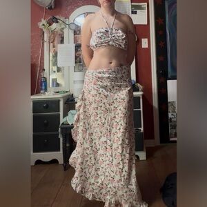 Chic Floral Print Maxi Skirt